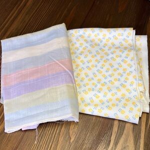 Pastel Striped Cotton & Yellow Floral Knit Fabric Bundle